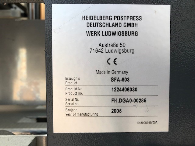 Heidelberg Speedbander SFA-603 used Heidelberg Speedbander SFA-603 banding delivery